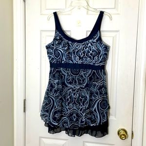 Black & White Layered Tankini Bikini / Swim Top Size XXXL